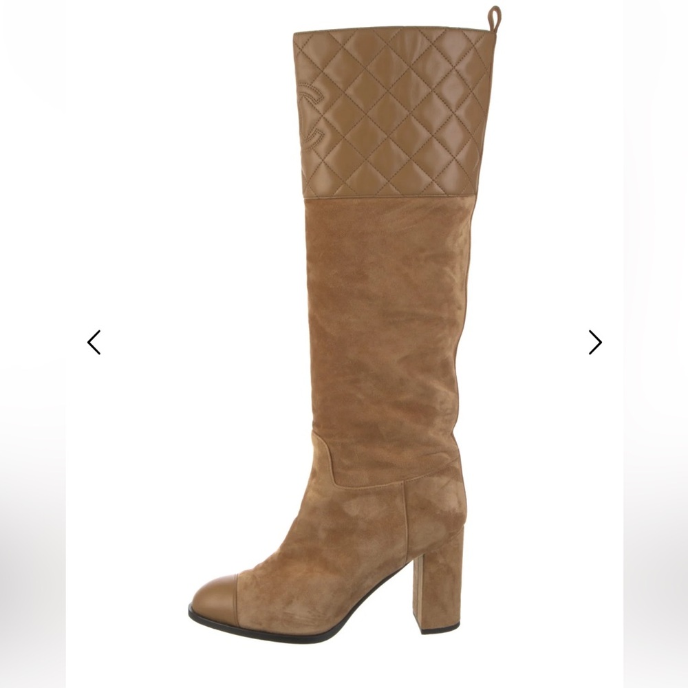 CHANEL Brown Heeled Boots